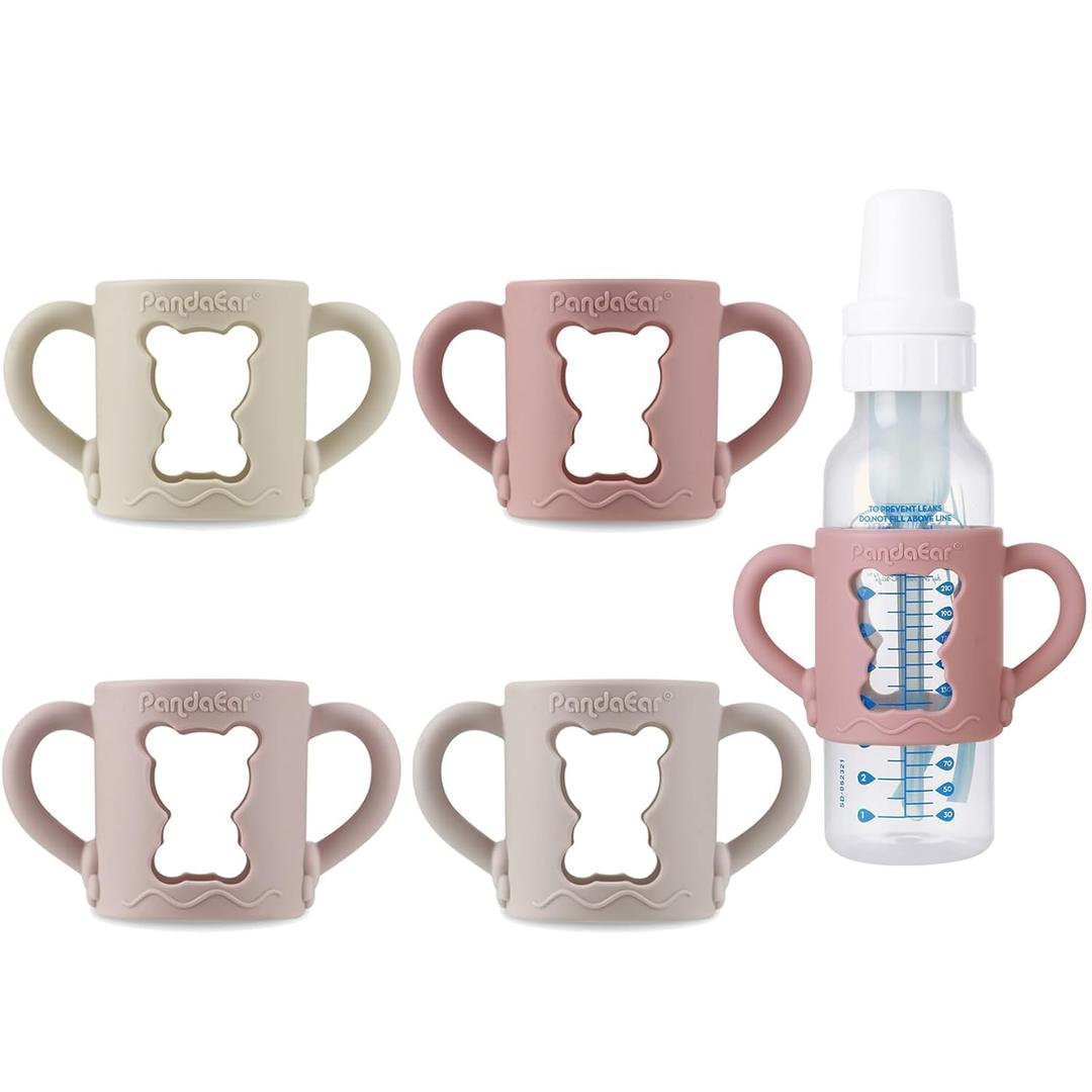 PandaEar 3 Pack Silicone Baby Bottle Handles with Dr Brown Narrow Baby Bottles 8 oz/250 ml, Non-Slip Easy Grip Handles