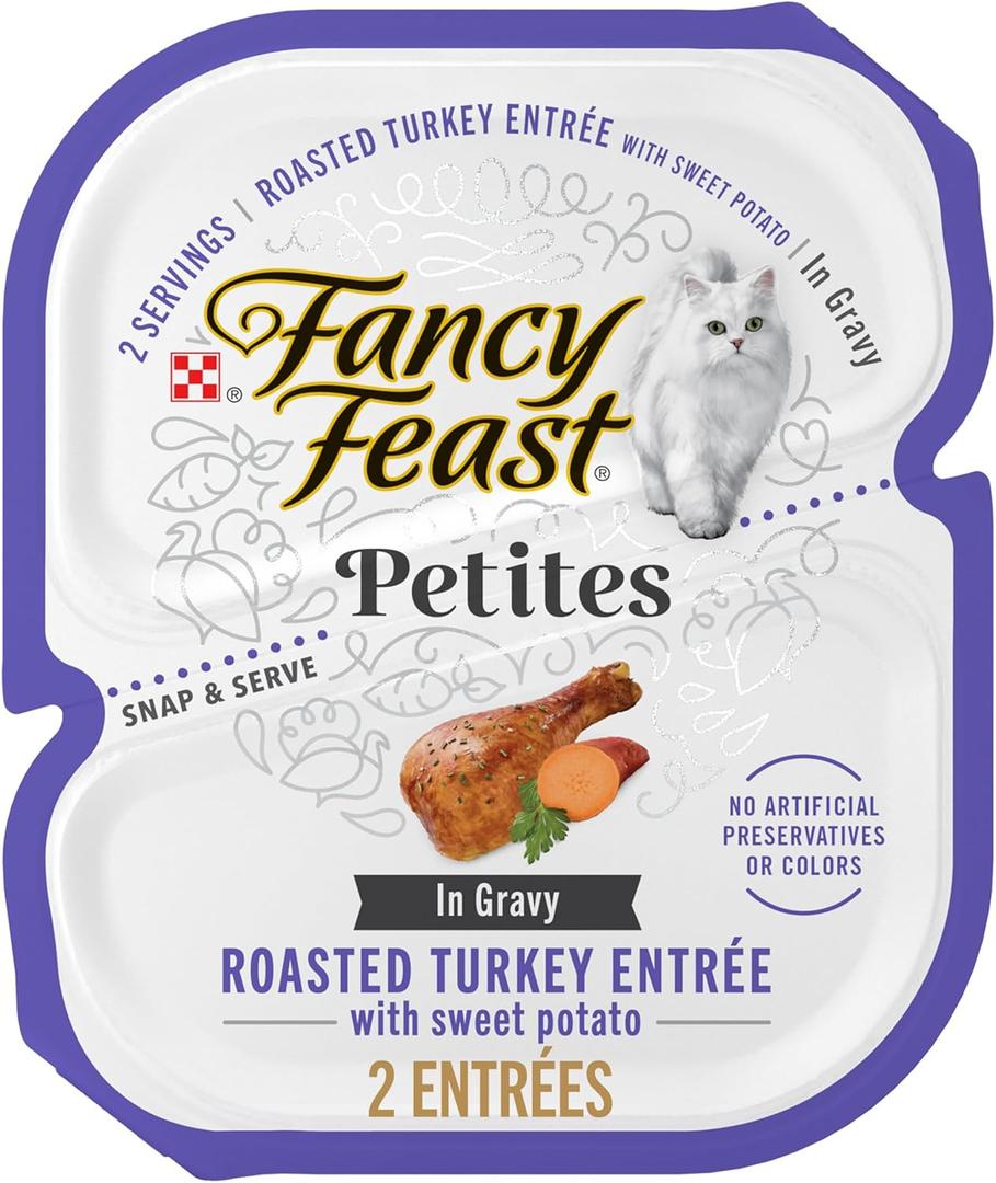 Purina Fancy Feast Petites With Roasted Turkey Entre with Sweet Potato in Gravy Gourmet Wet Cat Food - (Pack of 12) 2.8 oz. Tubs, BB Jan 2026