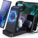 5 in 1 Wireless Charger for Samsung, Wireless Charging Station for Multiple Devices, Fast Charger Stand for Samsung Galaxy S25 Ultra S24 S23 S22 S20 Note 20 10 Z Fold 6 Galaxy Watch 7 6 5 Buds,Black