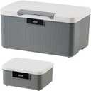 RUIAN Lockable Storage Container Bin, 10 Gallon & 2.3 Gallon Security Portable Combination Lock Plastic Box, Locked Security Box Suitable for Storing Important Items and Documents (White Grey)