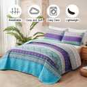 Xruibed Bohemian Quilt Set King,Purple Teal Boho Quilt Coverlet 3PCs Soft Microfiber Lightweight Bedspread with 2 Pillowcases for All Season (King Size 90"x104")