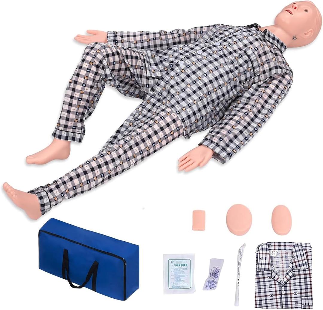 Patient Care Nursing Medical Manikin, Medical Nursing Training Mannequin CPR Human Manikins 24 Items Nurse Skills Wound Demonstration with 3 Muscle Module and Urinary for Teaching Practice