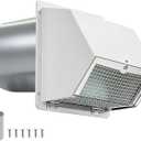 6 Inch Dryer Vent Cover Outside – Heavy-Duty Galvanized Steel, Optimized Hood with Screen & Damper, Pest-Proof Wall Vent for Dryer, Kitchen, Bathroom, Garage, AC – White