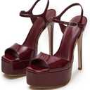 UBWDU Stiletto High Platform Heels for Women Square Open Toe Ankle Strap Heeled Sandals Prom Dress Shoes 9.5