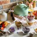 16pc Set of Small Glass Bowls with Airtight Lids - 8oz Stackable Custard Cups - 8 Clear Mise en Place Food Prep Bouillon Cups & Mixing Bowls + 8 Lids for Sauces Dips, Nuts Oats, Candy Dessert, Cereal.