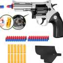 Toy Gun, Soft Bullet Toy Revolver, Game Catapult Toy Gun Foam Blaster, can fire Sponge Bullets, Educational Model Toys, Suitable for Children's Gifts from 6 Years Old (Silver)