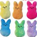 6 Inch Easter Bunny Plush Toy, Easter Basket Stuffer, Party, Holiday Favors (6Pcs)