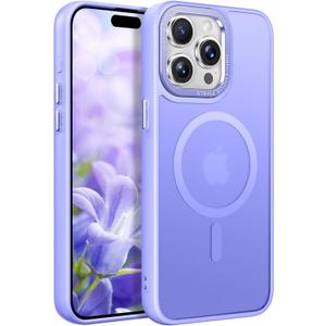 Magnetic Designed for iPhone 15 Pro Max Case [Military-Grade Drop Tested] [Compatible with Magnet] Slim Frosted Case for iPhone 15 Pro Max Case Phone Case (6.7"), Light Purple