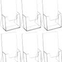 MaxGear Acrylic Brochure Holder 4 Inch, Clear Plastic Countertop Literature Holders, Trifold Flyer Display Stand for Pamphlets, Booklets, Magazines, Menus, Multi Purpose Organizer For Office, 6 Pack