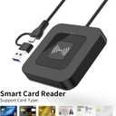 CAC NFC Smart Card Reader Military, Dual Interface USB DOD Military ID/IC Card Reader with Contactless NFC Tap-to-Read, USB C Adapter Compatible with Windows, Linux, MacOS
