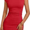 Trendy Queen Womens Mini Summer Dresses 2026 Going Out Off The Shoulder Bodycon Sexy Party Club Spring Fashion Outfits (Red), XS  