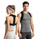 Posture Corrector for Women and Men, Adjustable Upper Back Brace, Breathable Back Support Straightener, Providing Pain Relief from Lumbar, Neck, Shoulder, and Clavicle. (1) (Black)