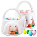 2 cestas de conejo de Pascua de felpa para nios y nias con orejas de conejo, cubos de Pascua con orejas de conejo, bolsas de mano para caza de huevos, almacenamiento de regalos de dulces