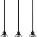Black Pendant Lights Kitchen Island 3 Pack, Modern Mini Glass Pendant Light Fixtures with Drum Glass and Rods, Adjustable Hanging Light for Kitchen Sink Dining Room Bathroom