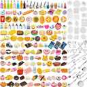Diinokiy 200Pcs Dollhouse Miniature Food Drinks Bottle Cooking Toys Kitchen Accessories Mini Play Fake Resin Pretend Game Party Tableware Bread Cake Ice Cream 1/12 Doll House Landscape