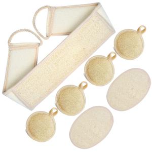 UCINNOVATE Natural Shower Loofah Eco-Friendly Egyptian Sponge 7 Packs, Exfoliating Loofah Sponge Face Pads Scrubber, Large Exfoliating Shower Loofa Body Scrubbers Buff Away Dead Skin for Smoother