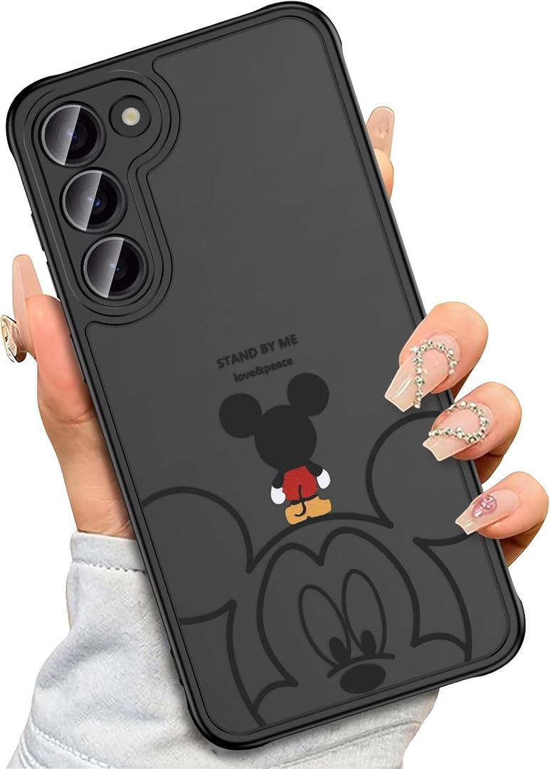 Threehundred Case for Samsung Galaxy S23+ Plus 6.6", Cute Aesthetic Design Black Translucent Frosted Matte Soft Bumper & Hard Back Protective Phone Case with Camera Protection - Mic