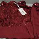 GRACE KARIN Wedding Guest Dress Mother of The Bride Dresses Two Piece Formal Sequin Dress with Jacket Tea Length 2025 (X-Large, Dark Red)