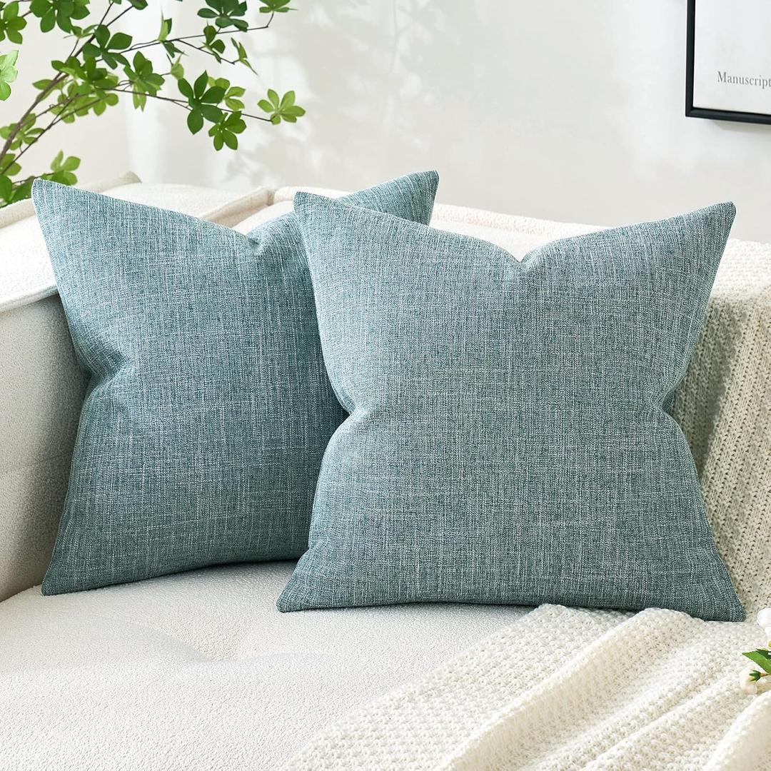 MIULEE Pack of 2 Decorative Linen Burlap Coastal Pillow Covers Farmhouse Boho Accent Pillowcases for Sofa Car Couch Bedroom Living Room Decor 18x18 Inch Teal MIULEE Pack of 2 Decorative Linen Burlap Coastal Pillow Covers Farmhouse Boho Accent Pillowcases for Sofa Car Couch Bedroom Living Room Decor 18x18 Inch Teal