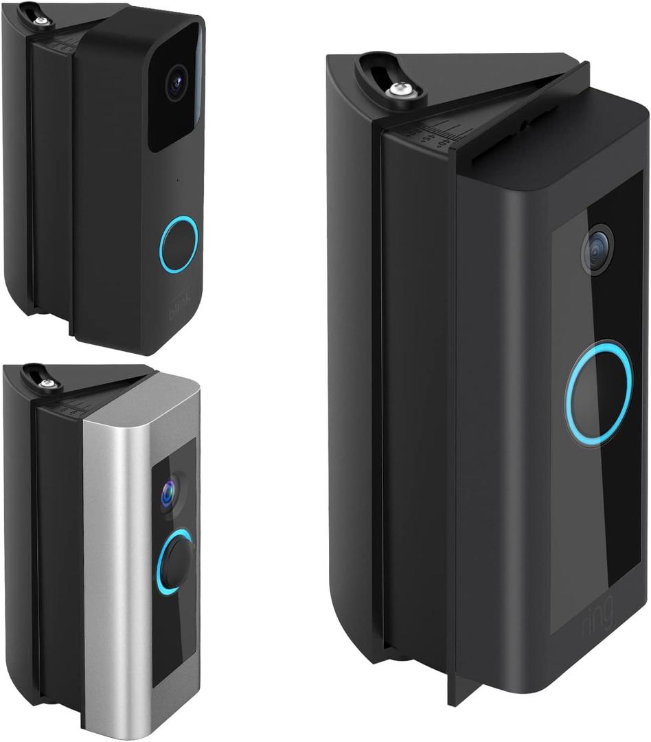 RIOVO Adjustable 30 to 55 Degree Doorbell Angle Mount Compatible with Video Doorbell Wired/Pro and Blink Video Doorbell, Replacement Angle Adjustment Adapter Mounting Bracket Wedge Kit (Dark Black)