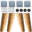 KITEVICH 4PACK Solid Wood Furniture Legs 6 Inch Sofa Legs, Replacement Legs Mid Century Modern Legs for Couch End Table TV Stand Bed Dresser Cabinet, Accessorizes Included