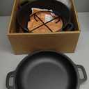 Velaze Cast Iron Dutch Oven Pot with Skillet Lid, 2-in-1 Pre-Seasoned Dual Handle Cast Iron Pan for Bread Baking, Frying, and Camping - Black 5QT