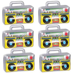 6 PCS Inflatable Boombox - 80s 90s Party Supplies Decorations Inflatable Boom - Rappers Hip Hop B-Boys Costume Accessories (16.5 Inches)