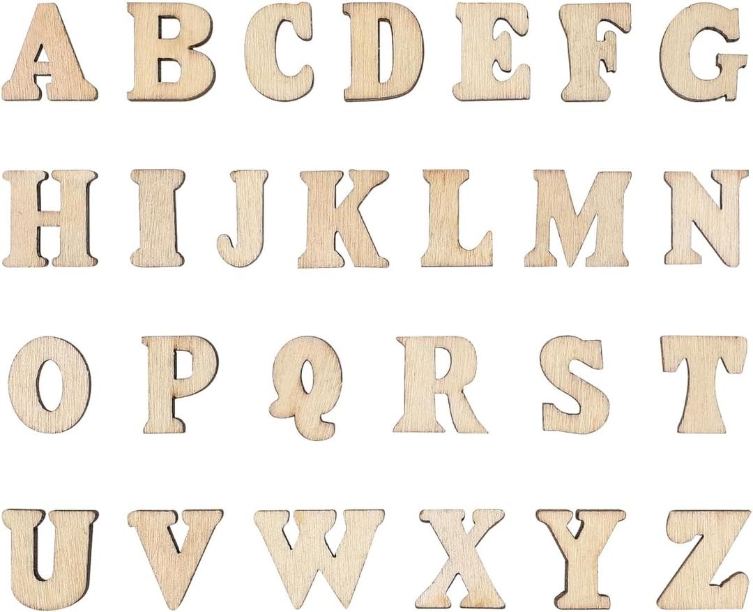 3 x VILLCASE 200pcs Mini Wooden Alphabet Letters, Unfinished Wood Slice, 0.6" A-Z Wood Pieces DIY Wooden Alphabet Spelling Educational Kit for Arts DIY Craft Home Decor