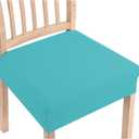 Smiry Stretch Jacquard Seat Covers for Dining Room Chairs Set of 6, Removable Washable Chair Seat Protector Slipcovers, No Rear Covers, Aqua