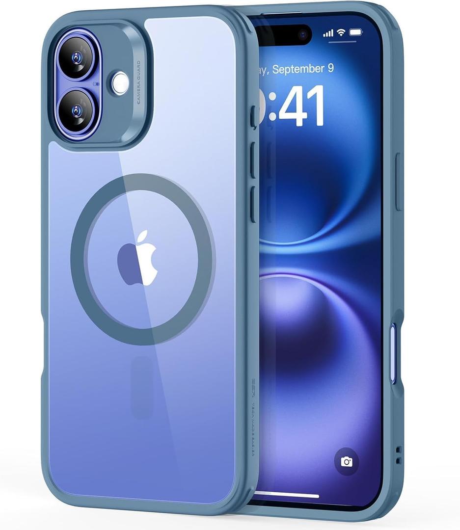 ESR for iPhone 16 Case (4 in 1) Set, Translucent Matte Case with Screen Protector, Compatible with MagSafe, Military-Grade Protection, Classic Series,Frosted Blue