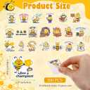 4 x Bememo 200 Pcs Honeybee Stickers Waterproof Vinyl Positive Quotes Yellow, 1.57 inches