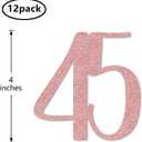 Rose Gold 45th Glitter Birthday Centerpiece Sticks, 12-Pack Number 45 Table Topper Anniversary Party Decorations