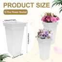Homegroove 12 Pcs Plastic Flower Buckets, 13.4 Inch Square Floral Display Stand, Tall Vase for Cut Flowers, Indoor/Outdoor Home Wedding Bar Supplies
