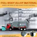 FUBARBAR Truck Toy Model 1:43 Diecast Metal Garbage Recycling Waste Transport Truck with Trash Bin, Pull Back Model Car Toy for Kids 4-6 Age Boys Birthday Gift (Grey)