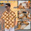 Christmas Shirts Men,Thanksgiving Button Up Shirt for Men,Casual Halloween Hawaiian Short Sleeve Shirt (Orange, XXL)