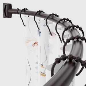 Adjustable Curved Shower Rod, 42-72 inches Extra Wide Shower Curtain Rod, Rust proof, Premium Stainless Steel, Curved Shower Rod for Bathroom Bronze