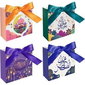 Colodeol 24Pcs Eid Mubarak Goodie BagsRamadan Goodie Bags with Ribbons Eid Mubarak Treat Bags Eid Gift Bags for Ramadan Kareem Eid Mubarak Party Supplies