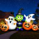 7FT Halloween Inflatable Decoration with Witch Ghost Blow Up Green Sprite with Pumpkins Set Yard Decorations Built in LED for Halloween Fall Holiday Party Indoor Garden, Lawn, Yard, Patio Decor