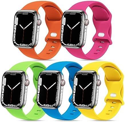 [5 PACK] STG Sport Watch Band Compatible with Apple Watch Band 38mm 40mm 41mm 42mm 44mm 45mm 49mm Soft Silicone Replacement Sport Strap Compatible for iWatch Ultra SE Series 9/8/7/6/5/4/3/2/1, Set of 2