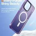 TORRAS Ultra Shockproof Magnetic Designed for iPhone 14 Pro Case, [12FT Military Grade Protection] [Compatible with MagSafe] Non-Yellowing Double Bumper Translucent Phone Cover, Glittery Purple