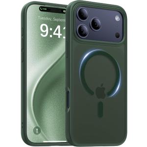 Magnetic for iPhone 17 Pro Case,[Anti-Slip][Compatible with MagSafe][Military Grade Drop Protection] Shockproof Protective Translucent Matte Phone Case for iPhone 17 Pro Case,Forest Green