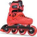 FYHART Adjustable Kids Inline Skates for Girls Boys with 8 Wheels, Kids Inline Roller Skates Blades for Youth Children Beginners Big Kids for Indoor Outdoor Playing (Red & Black, Small)