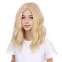 Kids Blonde Wig Child Short Curly Wavy Wig Girls Golden Blonde Wigs Side Part Blond Bob Wigs
