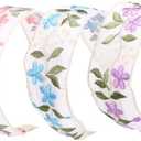 NARUNING 3Pcs Women's Wide Headbands, Flower Embroidered Hairbands Mesh Headband, Comfortable Non-slip Headbands with Comb Teeth for Women and Girls Hair Accessories (6CM Style A, One Size) 2Pack