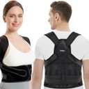 Vicorrect Posture Corrector for Women and Men: Back Brace Support - Shoulders Straightener Relieve Upper Back Pain (Black, Sma)