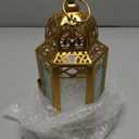 1pk Small Gold Metal Decorative Moroccan Lantern Candle Holder Lamp - Indoor Home Decor, Outdoor Patio, Weddings, Christmas