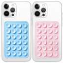 Galundge 2 Pack Silicone Suction Phone Case Mount, Non Slip Sticky Grip for Cellphone, Silicon Adhesive Suction Cup Mount, Strong Grip Holder for Selfies and Videos (Baby Blue&Light Pink)