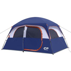 CAMPROS CP Upgraded 6/8 Person Camping Tents, Waterproof Windproof Family Tent with Larger Mesh Windows & Door, Double Layer, Easy Set Up, All-Season Dome Tent with Top Rainfly & Carry Bag