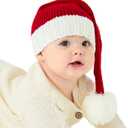Baby Santa Hat Christmas for Baby Toddler Infant Newborn Washable Fade-restant Knitted Santa Hat Soft Warm Long for New Year Festive Holiday Party Indoor Outdoor Winter Red