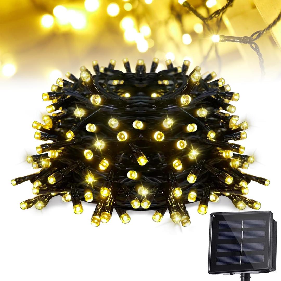 72 ft 200 LED Solar String Lights, Outdoor Solar Solar Fairy Lights, Waterproof Christmas Lights for Garden, Party Decoration, Warm White